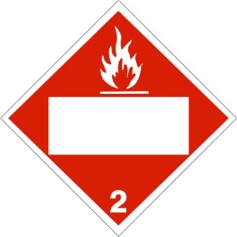 FLAMMABLE GAS, CLASS 2, BLANK, DOT Placard