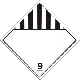 BLANK MISCELLANEOUS DANGEROUS GOODS, CLASS 9, DOT Placard