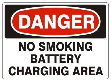 DANGER NO SMOKING / BATTERY CHARGING AREA Sign