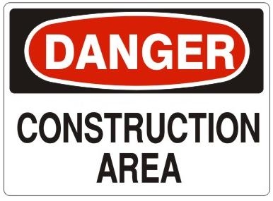 DANGER CONSTRUCTION AREA Sign - P/N 10358