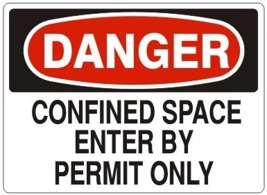 CONFINED SPACE, ENTER BY PERMIT ONLY - OSHA DANGER Sign