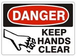 DANGER KEEP HANDS CLEAR (Graphics) Sign - Choose 7 X 10 - 10 X 14, Pressure Sensitive Vinyl, Plastic or Aluminum.