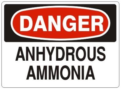 DANGER ANHYDROUS AMMONIA Sign - Choose 7 X 10 - 10 X 14, Self Adhesive Vinyl, Plastic or Aluminum.