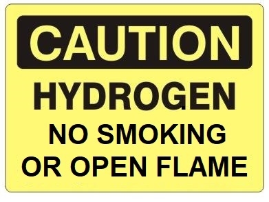 CAUTION HYDROGEN NO SMOKING OR OPEN FLAME Sign - Choose 7 X 10 - 10 X 14, Self Adhesive Vinyl, Plastic or Aluminum.