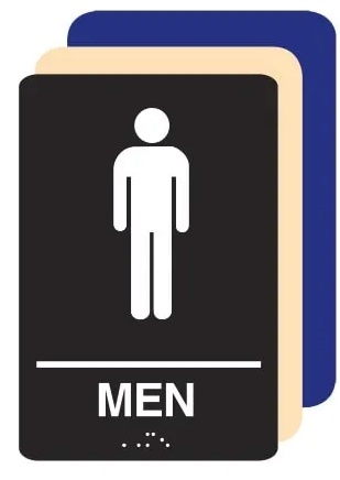 ADA MEN Restroom Sign 6 X 9 Available in Blue, Black and Taupe