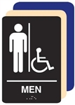 ADA Wheelchair Accessible Men's Restroom Sign - 6 X 9 Available in Blue, Black and Taupe