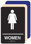 Women ADA Restroom Sign - 6 X 9 Available in Blue, Black and Taupe