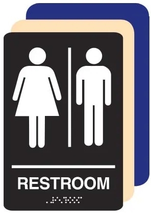 WOMEN and MEN ADA UNISEX RESTROOM Sign - 6 X 9 Available in Blue, Black and Taupe