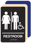 ADA WOMEN/MEN Wheelchair Accessible Restroom Sign - 6 X 9 Available in Blue, Black and Taupe