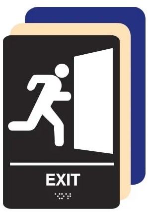 ADA Braille Exit Sign - 6 X 9 Available in Blue, Black and Taupe