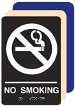 ADA Compliant NO SMOKING Sign - 6 X 9 Available in Blue, Black and Taupe