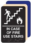 ADA, IN CASE OF FIRE USE STAIRS Sign - 6 X 9 Available in Blue, Black and Taupe