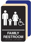 ADA Wheelchair Accessible Family Restroom Sign - 6 X 9 Available in Blue, Black and Taupe