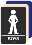 ADA Boys Restroom Sign - 6 X 9 Available in Blue, Black and Taupe