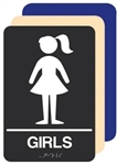 ADA Girls Restroom Sign - 6 X 9 Available in Blue, Black and Taupe