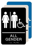 ADA All Gender Accessible Restroom Sign - 6 X 9 Available in Blue, Black and Taupe