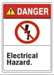 DANGER Electrical hazard. ANSI Z535.2 Safety Sign - Choose 7 X 10 - 10 X 14, Pressure Sensitive Vinyl, Plastic or Aluminum