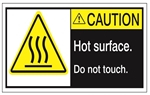 CAUTION Hot surface Do Not Touch. ANSI Equipment Safety Labels, Choose from 3 Sizes