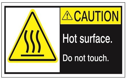 CAUTION Hot surface Do Not Touch. ANSI Equipment Safety Labels, Choose from 3 Sizes