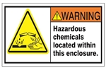 WARNING Hazardous chemicals located within this enclosure ANSI Equipment Safety Labels, Choose from 3 Sizes