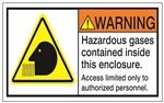 WARNING Hazardous gases contained inside this enclosure, Access limited only to authorized personnel ANSI Safety Label, Choose from 3 Sizes