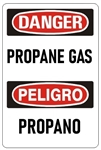 DANGER/PELIGRO PROPANE GAS, Bilingual Signs - Choose 10 X 14 - 14 X 20, Self Adhesive Vinyl, Plastic or Aluminum.