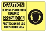 CAUTION HEARING PROTECTION REQUIRED Bilingual Sign - Choose 10 X 14 - 14 X 20, Self Adhesive Vinyl, Plastic or Aluminum.