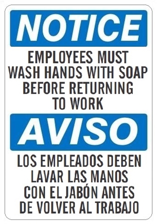 All Employees Must Wash Hands Sign