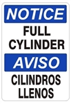 NOTICE FULL CYLINDER, Bilingual Sign - Choose 10 X 14 - 14 X 20, Self Adhesive Vinyl, Plastic or Aluminum.