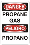 DANGER / PELIGRO PROPANE GAS Bilingual Sign, Choose 7 X 10 - 10 X 14, Self Adhesive Vinyl, Plastic or Aluminum