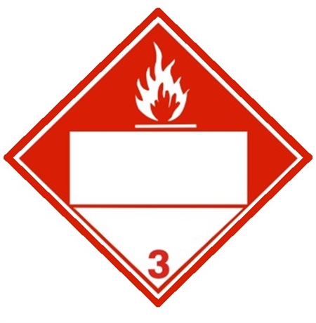 DOT Placard, COMBUSTIBLE LIQUIDS, (Blank 4 Digit Box) Class 3 - Choose from 4 Constructions, Press on Vinyl, Rigid Plastic, Aluminum or Magnetic