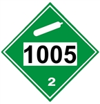 DOT PLACARDS 1005 AMMONIA, ANHYDROUS, Class 2 - Choose from 4 Materials: Pressure Sensitive Vinyl, Rigid Plastic, Aluminum or Magnetic