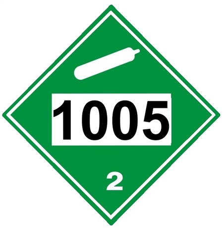 DOT PLACARDS 1005 AMMONIA, ANHYDROUS, Class 2 - Choose from 4 Materials: Pressure Sensitive Vinyl, Rigid Plastic, Aluminum or Magnetic