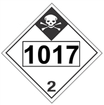 DOT PLACARD 1017 CHLORINE - Choose from 4 Materials, Press On Vinyl, Rigid Plastic, Aluminum or Magnetic