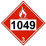 DOT PLACARD 1049 HYDROGEN, COMPRESSED, Flammable Gas, Class 2 - Choose from 4 Materials: Press On Vinyl, Rigid Plastic, Aluminum or Magnetic