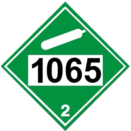 DOT PLACARD 1065 NEON, COMPRESSED, Non-Flammable Gas, Class 2 -  Choose from 4 Materials: Pressure Sensitive Vinyl, Rigid Plastic, Aluminum or Magnetic