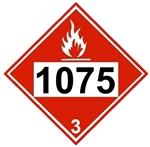 DOT Placard, 1075, BUTANE, LPG, PROPANE, Flammable Gas, Class 2 - Choose from 4 Materials, Press On Vinyl, Rigid Plastic, Aluminum or Magnetic