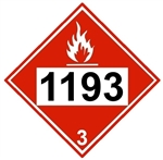 DOT PLACARD 1193 ETHYL METHYL KETONE, Flammable Liquid, Class 3 - Choose from 4 Materials: Pressure Sensitive Vinyl, Rigid Plastic, Aluminum or Magnetic