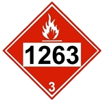 DOT PLACARD 1263 PAINT (FLAMMABLE) Class 3 - Choose from 4 Materials: Pressure Sensitive Vinyl, Rigid Plastic, Aluminum or Magnetic