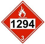 DOT PLACARD 1294 TOLUENE, Class 3 Flammable Liquid - Choose from 4 Materials, Press On Vinyl, Rigid Plastic, Aluminum or Magnetic