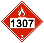 DOT PLACARD 1307 XYLENES, Flammable Liquid, Class 3 - Choose from 4 Materials: Press On Vinyl, Rigid Plastic, Aluminum or Magnetic