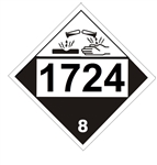 DOT PLACARD 1724 ALLYLTRICHLOROSILANE, STABILIZED, Corrosive, Class 8 - Choose from 4 Materials: Press On Vinyl, Rigid Plastic, Aluminum or Magnetic