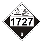 DOT PLACARD 1727 AMMONIUM HYDROGENDIFLUORIDE, SOLID, Corrosive, Class 8 - Choose from 4 Materials, Press On Vinyl, Rigid Plastic, Aluminum or Magnetic