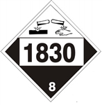 DOT PLACARD 1830 SULFURIC ACID, Corrosive, Class 8 - Choose from 4 Materials, Press On Vinyl, Rigid Plastic, Aluminum or Magnetic