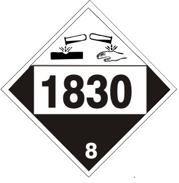 DOT PLACARD 1830 SULFURIC ACID, Corrosive, Class 8 - Choose from 4 Materials, Press On Vinyl, Rigid Plastic, Aluminum or Magnetic