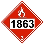 DOT PLACARD 1863 FUEL, AVIATION, TURBINE ENGINE, Class 3 Flammable liquid, Choose from 4 Materials, Press On Vinyl, Rigid Plastic, Aluminum or Magnetic