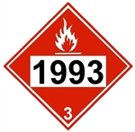 DOT PLACARD 1993 FLAMMABLE LIQUIDS N.O.S. FUEL OIL, Class 3 - Choose from 4 Materials, Press On Vinyl, Rigid Plastic, Aluminum or Magnetic