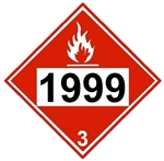 DOT Placard 1999 TARS, LIQUID, ASPHALT, Class 3 Flammable liquid - Choose from 4 Materials, Press On Vinyl, Rigid Plastic, Aluminum or Magnetic