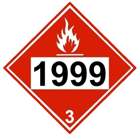 DOT Placard 1999 TARS, LIQUID, ASPHALT, Class 3 Flammable liquid - Choose from 4 Materials, Press On Vinyl, Rigid Plastic, Aluminum or Magnetic