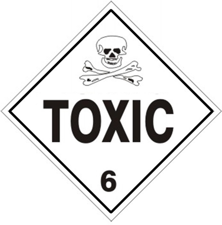 DOT Placard POISON (PICTO) Hazard Class 6 - Choose from 4 Materials, Press On Vinyl, Rigid Plastic, Aluminum or Magnetic